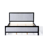 Letto con piattaforma imbottito grigio e nero con testiera – Queen/King, per 2 persone