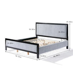 Letto con piattaforma imbottito grigio e nero con testiera – Queen/King, per 2 persone