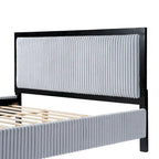 Letto con piattaforma imbottito grigio e nero con testiera – Queen/King, per 2 persone