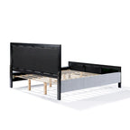 Letto con piattaforma imbottito grigio e nero con testiera – Queen/King, per 2 persone