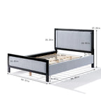 Letto con piattaforma imbottito grigio e nero con testiera – Queen/King, per 2 persone