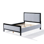 Letto con piattaforma imbottito grigio e nero con testiera – Queen/King, per 2 persone