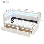 Divano letto in lino bianco/rosa con illuminazione a LED e porte USB, singolo/matrimoniale, 2 posti letto