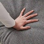 Divano Sezionale a L in Lino Grigio/Beige/Nero con Pouf, 4 Posti