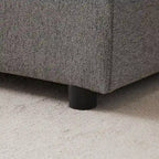 Divano Sezionale a L in Lino Grigio/Beige/Nero con Pouf, 4 Posti