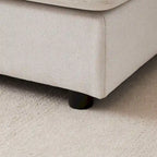 Divano Sezionale a L in Lino Grigio/Beige/Nero con Pouf, 4 Posti