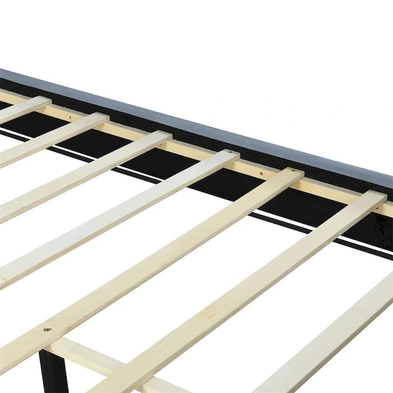 Letto a piattaforma imbottito in velluto beige/nero/grigio – Queen, 1 piazza