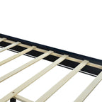 Letto a piattaforma imbottito in velluto beige/nero/grigio – Queen, 1 piazza
