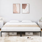 Struttura Letto a Piattaforma in Metallo Nero, Nessuna Rete a Molle Necessaria – Singolo/Matrimoniale/Queen/King