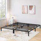 Struttura Letto a Piattaforma in Metallo Nero, Nessuna Rete a Molle Necessaria – Singolo/Matrimoniale/Queen/King