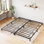 Struttura Letto a Piattaforma in Metallo Nero, Nessuna Rete a Molle Necessaria – Singolo/Matrimoniale/Queen/King