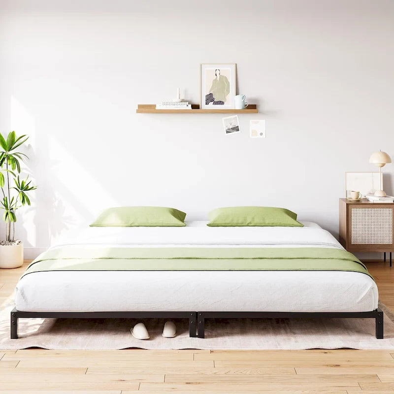 Struttura Letto a Piattaforma in Metallo Nero, Nessuna Rete a Molle Necessaria – Singolo/Matrimoniale/Queen/King