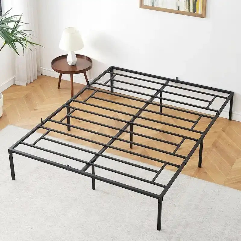 Struttura Letto a Piattaforma in Metallo Nero, Nessuna Rete a Molle Necessaria – Singolo/Matrimoniale/Queen/King