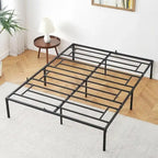 Struttura Letto a Piattaforma in Metallo Nero, Nessuna Rete a Molle Necessaria – Singolo/Matrimoniale/Queen/King
