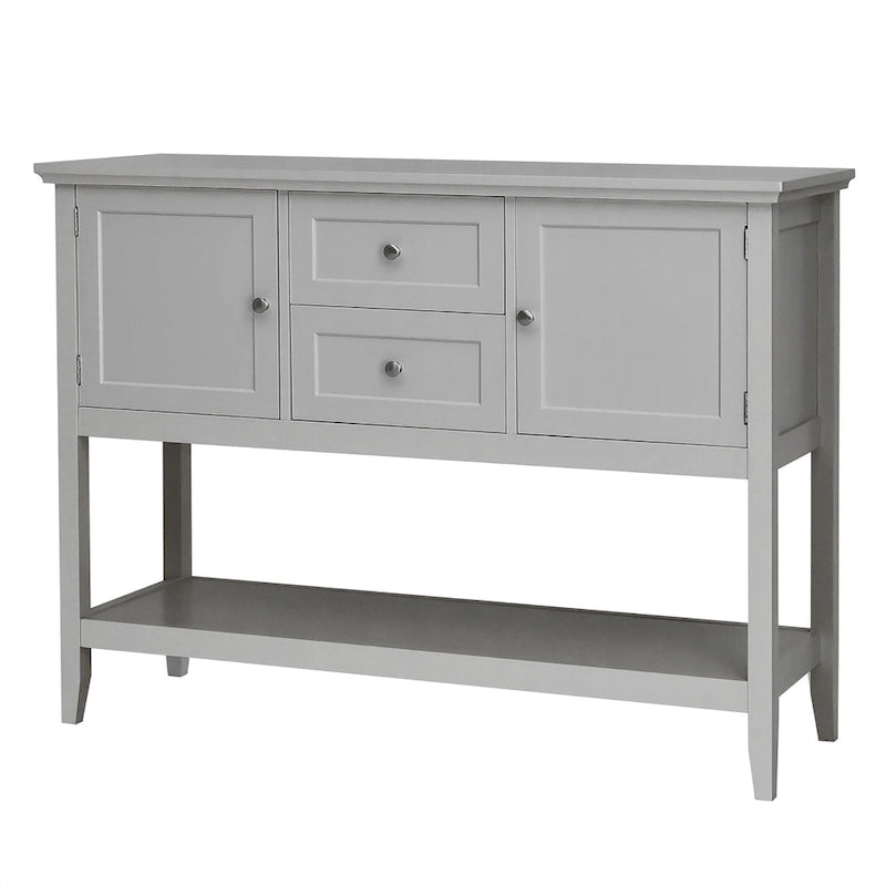 Credenza consolle in legno grigio / caffè / blu con cassetti e ante