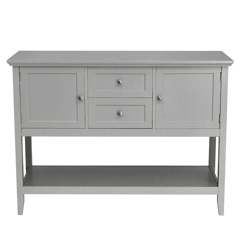 Credenza consolle in legno grigio / caffè / blu con cassetti e ante