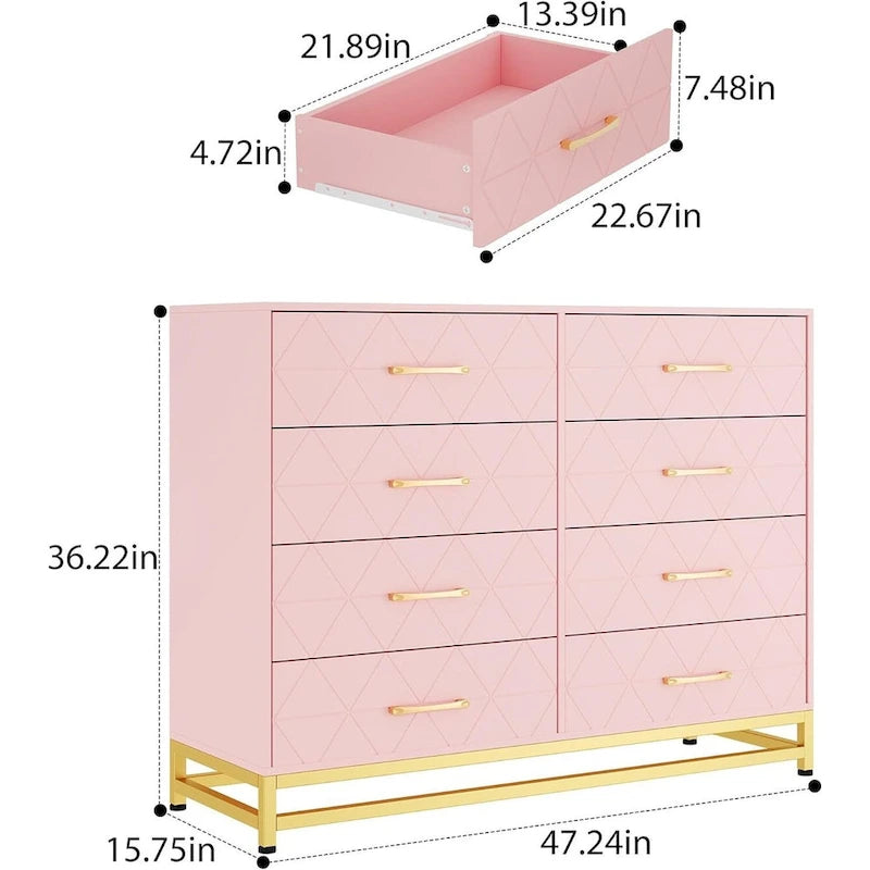 Cassettiera a 8 cassetti rosa / bianca / nera – Singola