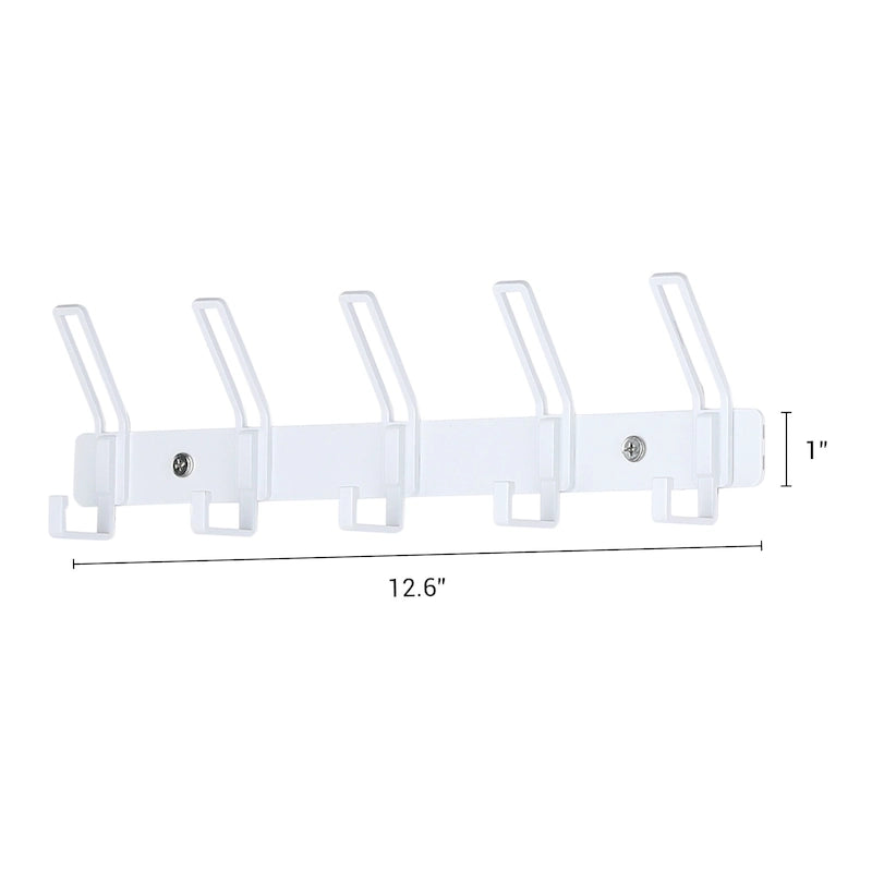 Appendiabiti da Parete Bianco/Nero con 5 Ganci, Monofila, Uso Singolo