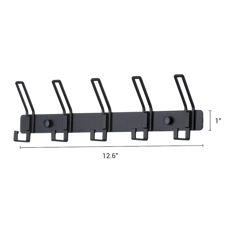 Appendiabiti da Parete Bianco/Nero con 5 Ganci, Monofila, Uso Singolo