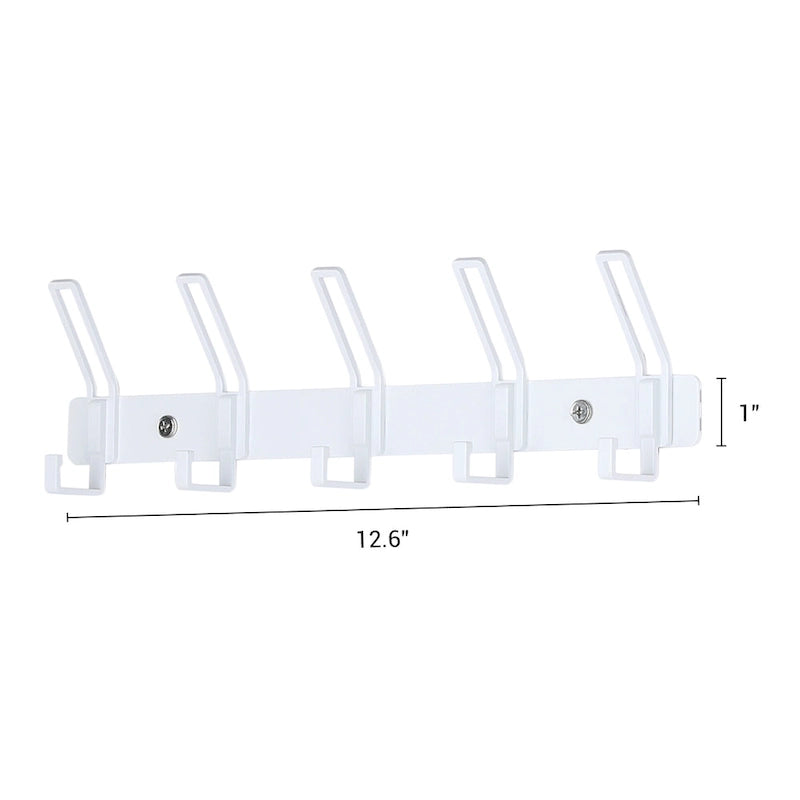 Appendiabiti da Parete Bianco/Nero con 5 Ganci, Monofila, Uso Singolo
