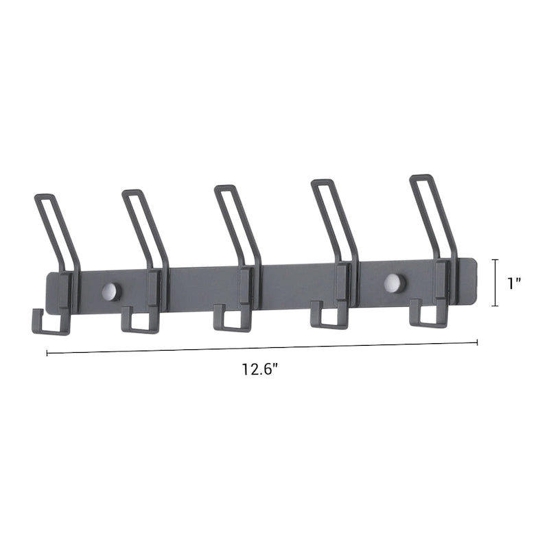 Appendiabiti da Parete Bianco/Nero con 5 Ganci, Monofila, Uso Singolo