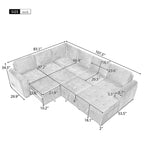 Divano Sezionale a U Grigio/Beige con Letto Estraibile, Contenitore e Ricarica USB, 6+ Posti a Sedere