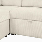 Divano Sezionale a U Grigio/Beige con Letto Estraibile, Contenitore e Ricarica USB, 6+ Posti a Sedere