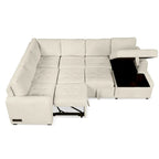 Divano Sezionale a U Grigio/Beige con Letto Estraibile, Contenitore e Ricarica USB, 6+ Posti a Sedere