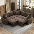 Divano letto angolare a L marrone/blu navy, 2-3 posti