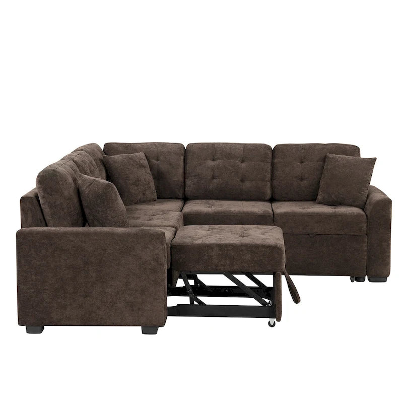 Divano letto angolare a L marrone/blu navy, 2-3 posti
