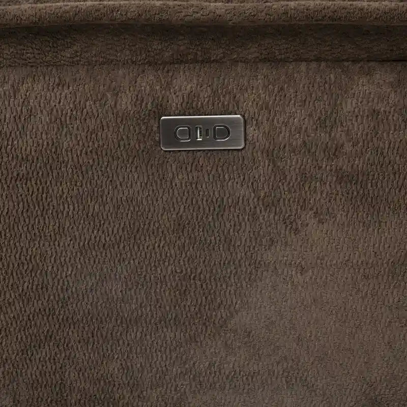 Divano Sezionale Reclinabile Elettrico Moderno Marrone Scuro con Consolle, Porte USB – Posti a Sedere 3–4