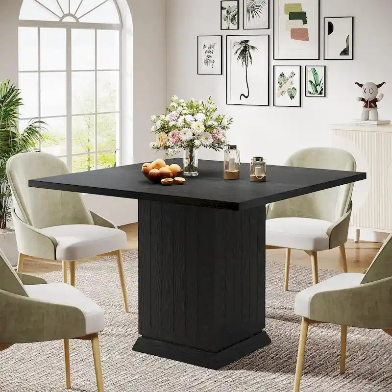 Tavolo da Pranzo Quadrato Bianco per 4, Stile Moderno in Legno