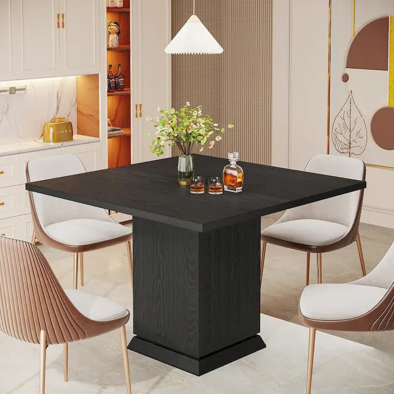 Tavolo da Pranzo Quadrato Bianco per 4, Stile Moderno in Legno
