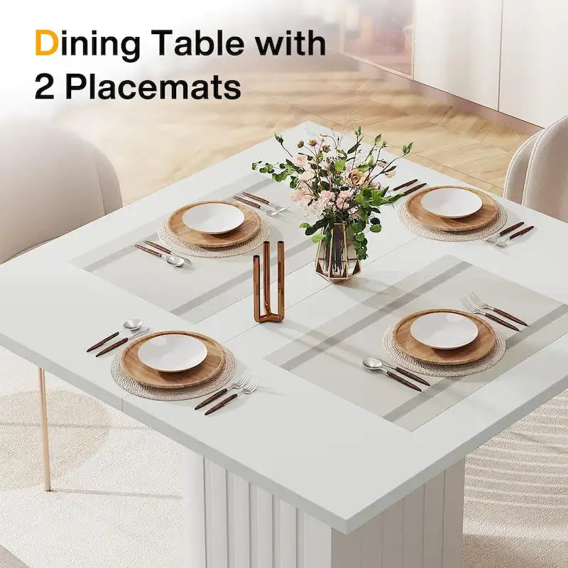 Tavolo da Pranzo Quadrato Bianco per 4, Stile Moderno in Legno