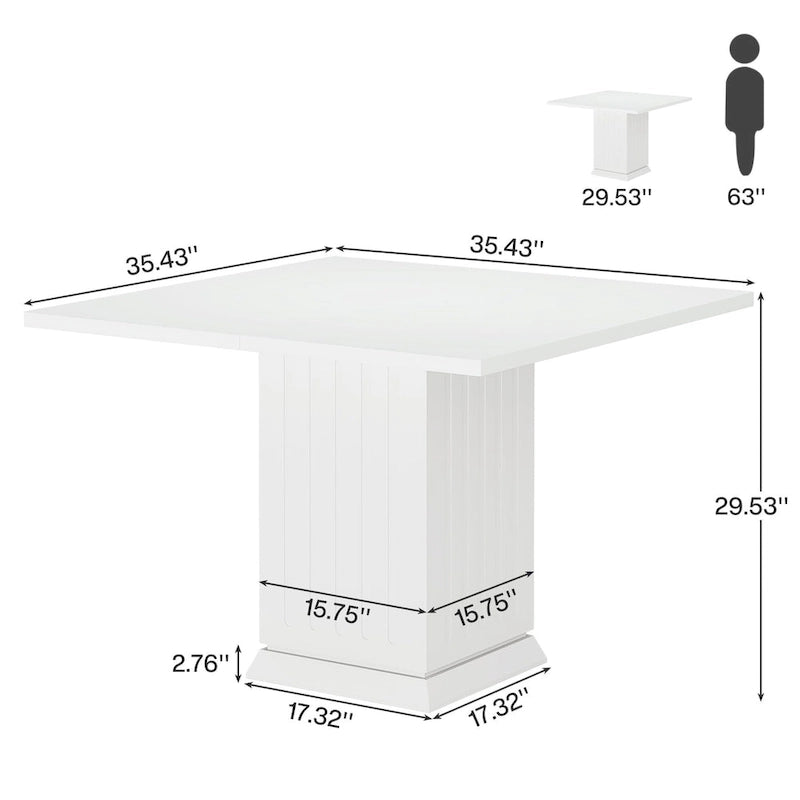 Tavolo da Pranzo Quadrato Bianco per 4, Stile Moderno in Legno