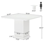 Tavolo da Pranzo Quadrato Bianco per 4, Stile Moderno in Legno