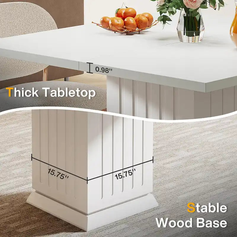 Tavolo da Pranzo Quadrato Bianco per 4, Stile Moderno in Legno