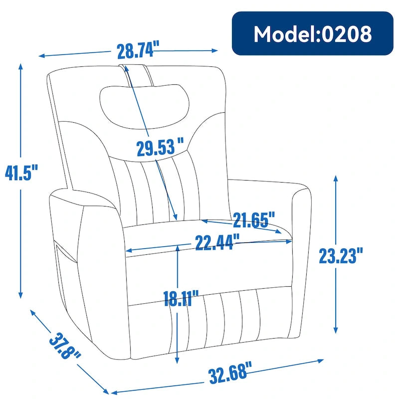 Poltrona reclinabile girevole con movimento a dondolo Power Glider per 1, vari colori
