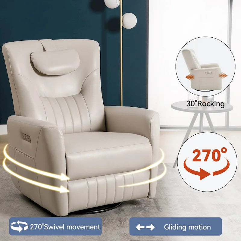 Poltrona reclinabile girevole con movimento a dondolo Power Glider per 1, vari colori