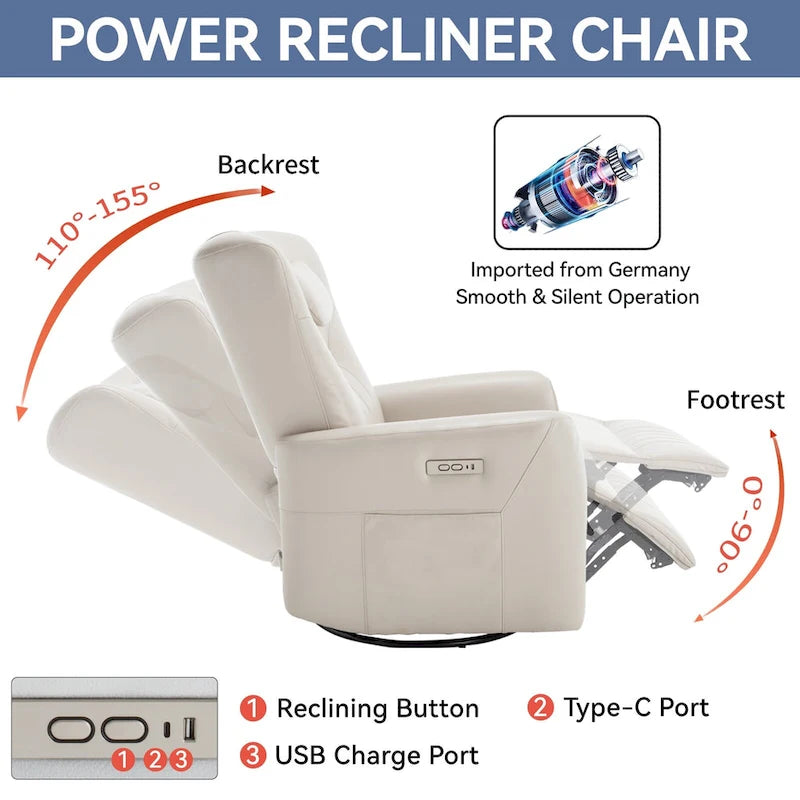 Poltrona reclinabile girevole con movimento a dondolo Power Glider per 1, vari colori