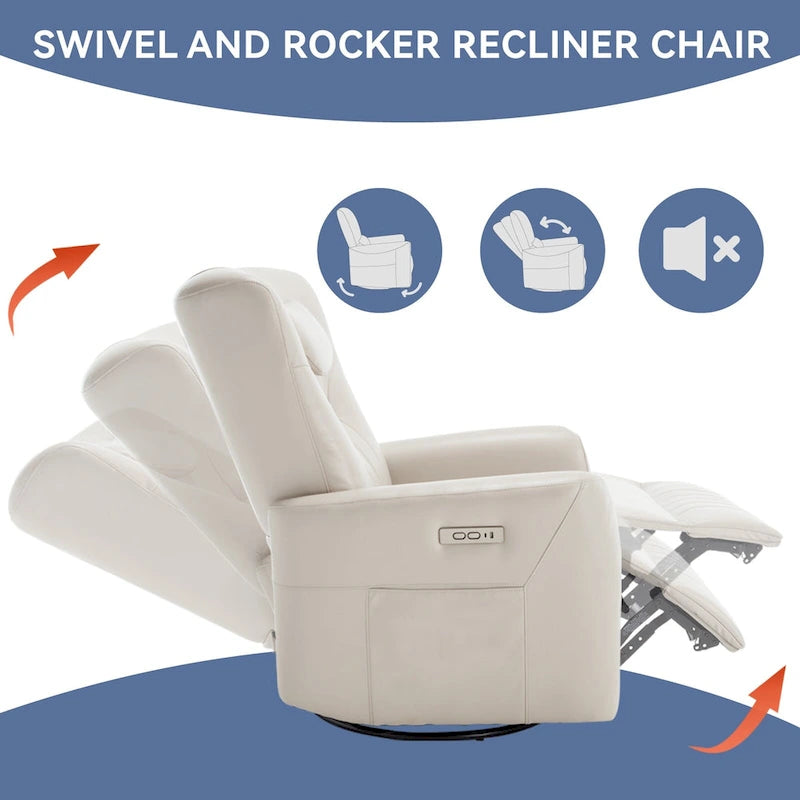 Poltrona reclinabile girevole con movimento a dondolo Power Glider per 1, vari colori