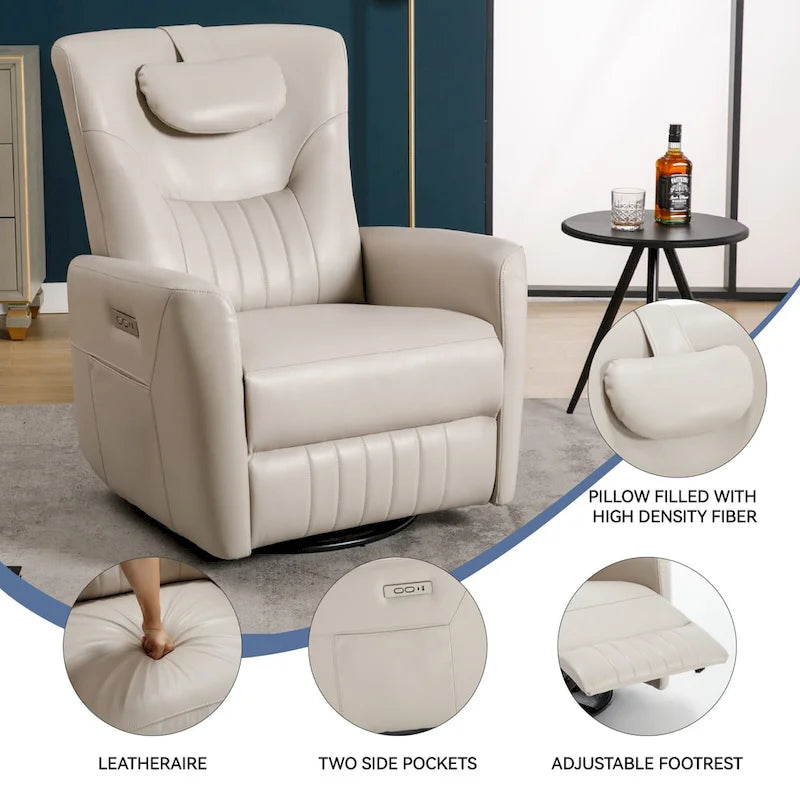 Poltrona reclinabile girevole con movimento a dondolo Power Glider per 1, vari colori