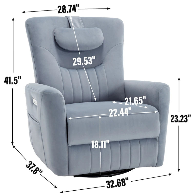 Poltrona reclinabile girevole con movimento a dondolo Power Glider per 1, vari colori