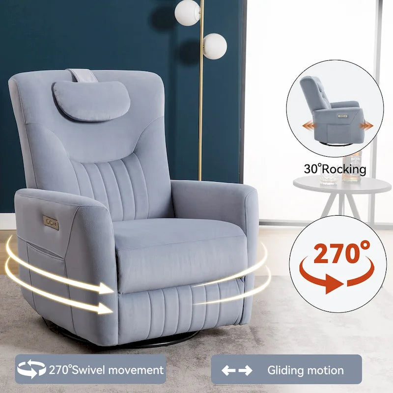 Poltrona reclinabile girevole con movimento a dondolo Power Glider per 1, vari colori