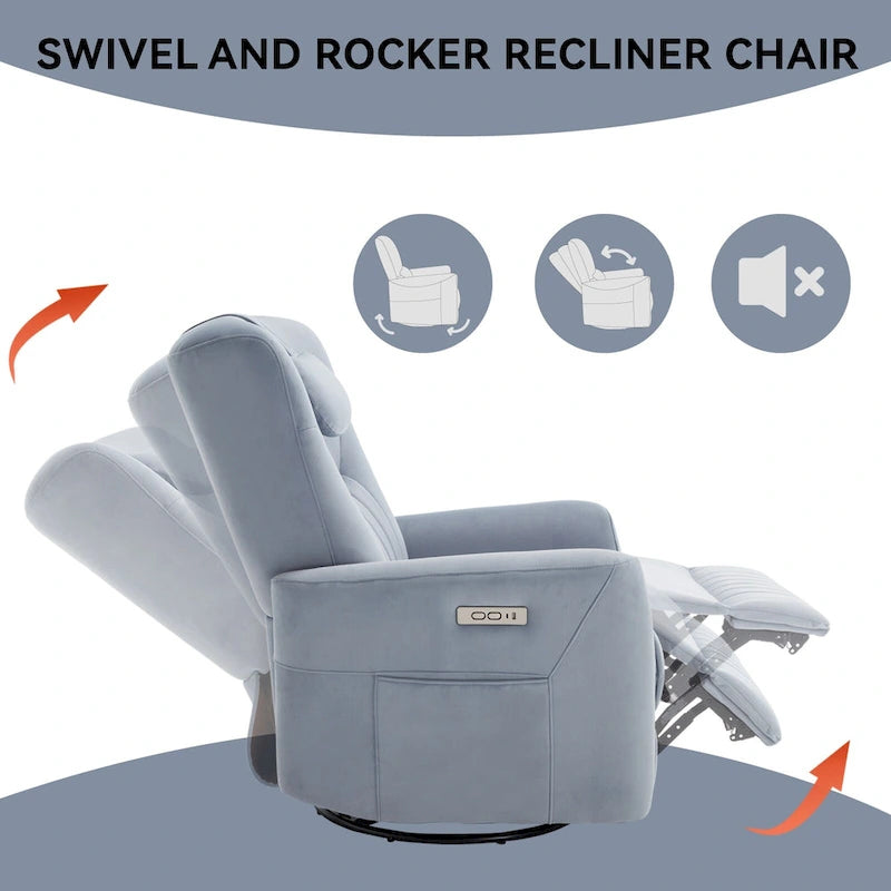 Poltrona reclinabile girevole con movimento a dondolo Power Glider per 1, vari colori