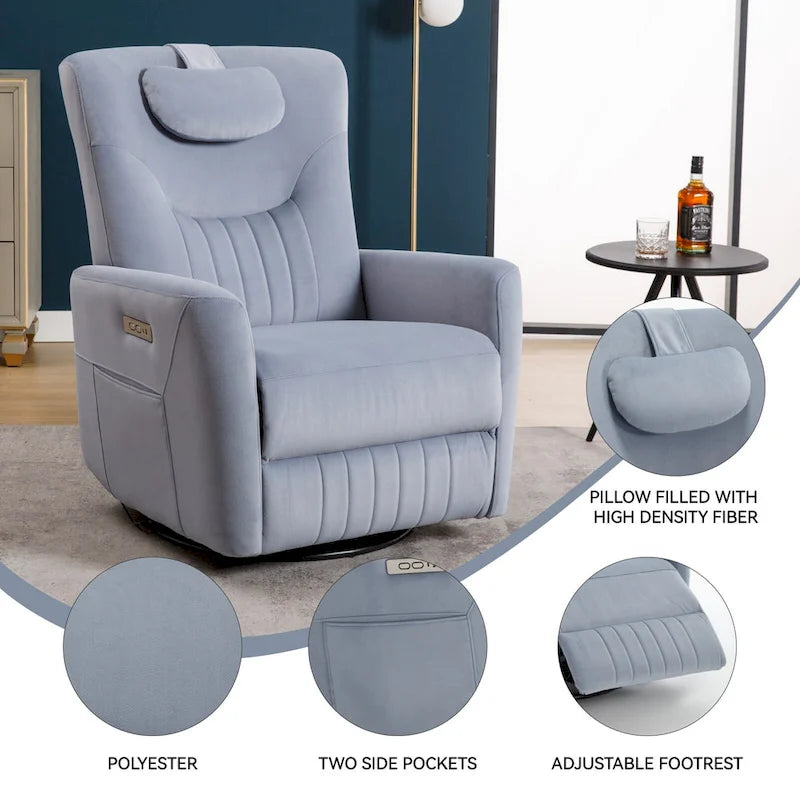 Poltrona reclinabile girevole con movimento a dondolo Power Glider per 1, vari colori