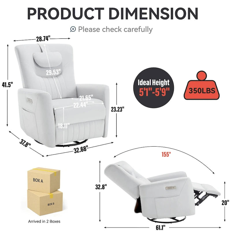 Poltrona reclinabile girevole con movimento a dondolo Power Glider per 1, vari colori