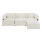 Divano componibile a L in velluto a coste grigio/blu/beige/marrone, 4 posti