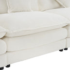 Divano componibile a L in velluto a coste grigio/blu/beige/marrone, 4 posti