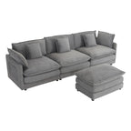 Divano componibile a L in velluto a coste grigio/blu/beige/marrone, 4 posti